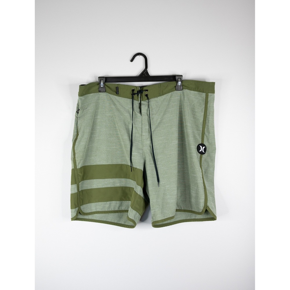 Hurley Phantom Board Shorts Mens 38 Green Excellent Striped Swim Trunks